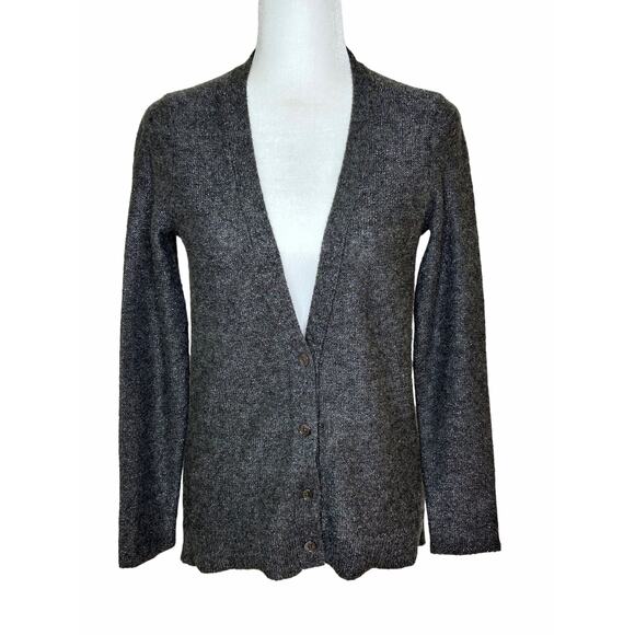 Gap Charcoal Gray Silver Metallic Wool Blend Button Front Cardigan - Picture 2 of 9